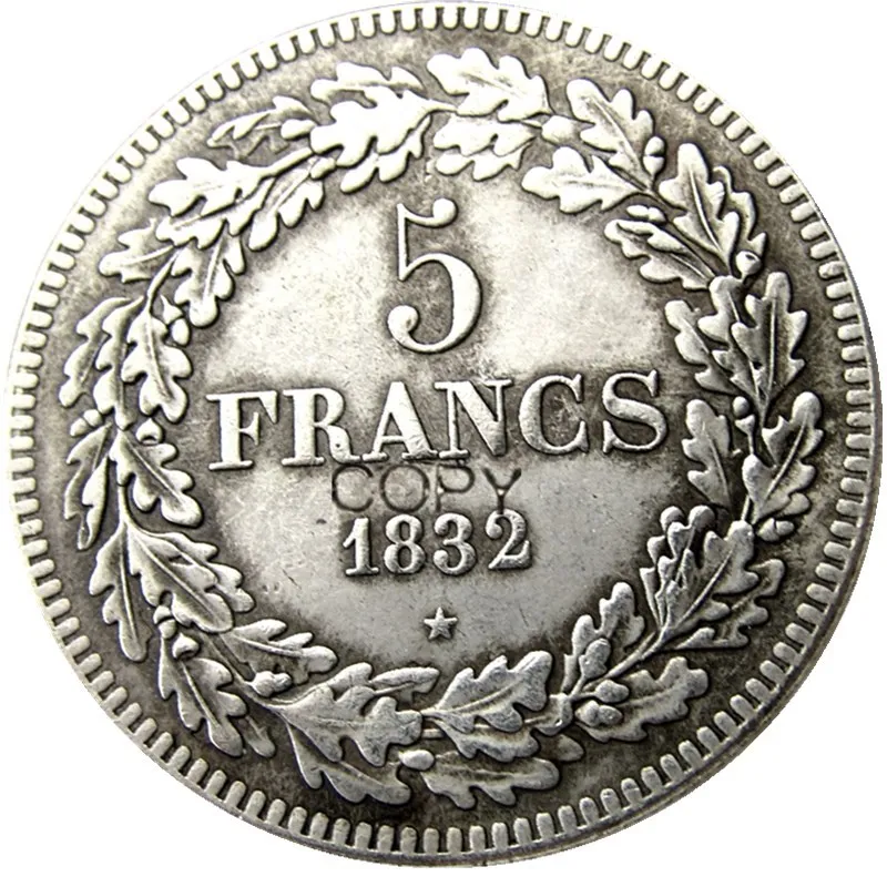 Belgium 1832 leopold Premier Roi Des Belges 5 Francs Copy Coins