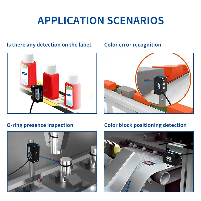 FGS-22N RGB Optical Sensor Recognition Different Color Labels Electric Eye Color Sensor Positioning Induction for Automation