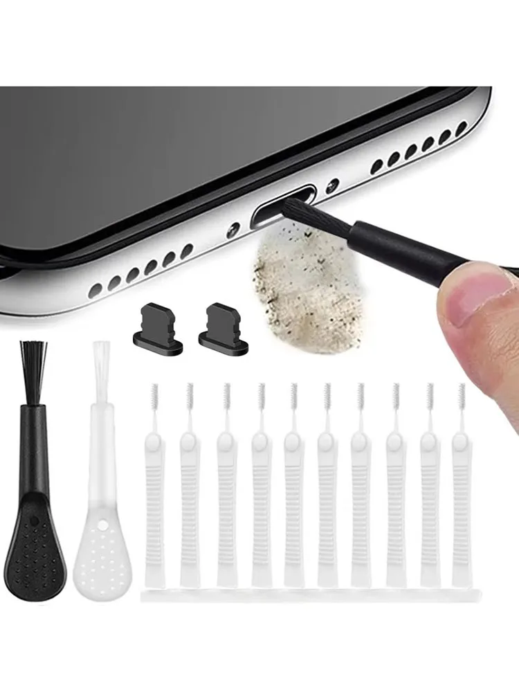 Bouchon anti-poussière pour Port de chargement de téléphone portable, 1/10/13 pièces, pour IPhone 14 13 Pro Max, Kit de nettoyage de Port, brosse de nettoyage de clavier d'ordinateur