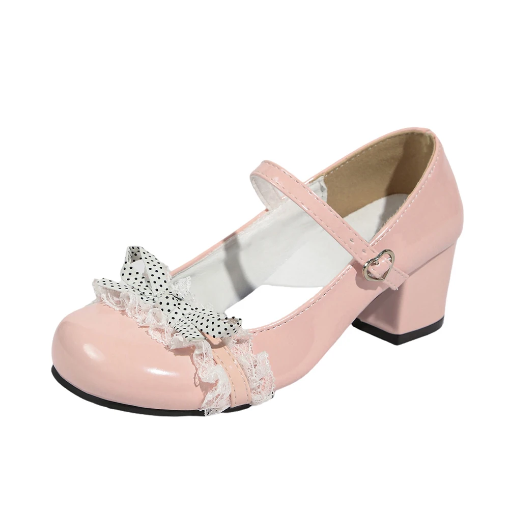 Mid-heel Round-toe Mary Jane Shoes with Bow, Elegant and Sweet for Girls view 3