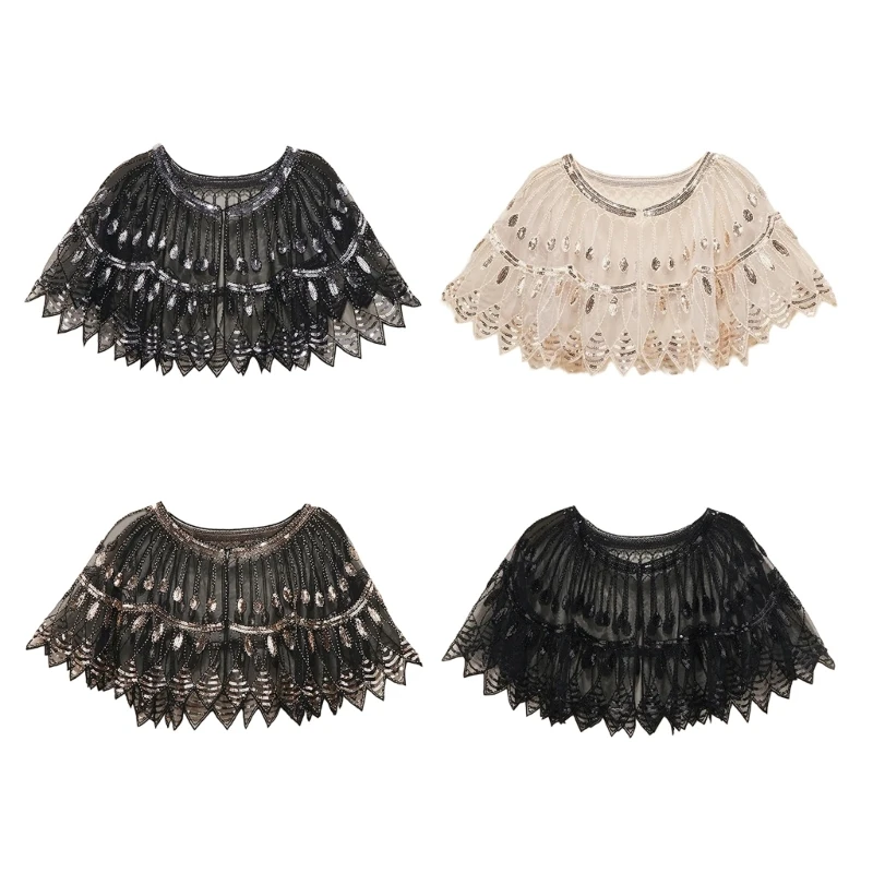 Luxurious Sequins Embellished Ponchos Minimalists Sunscreen Trendy Capes