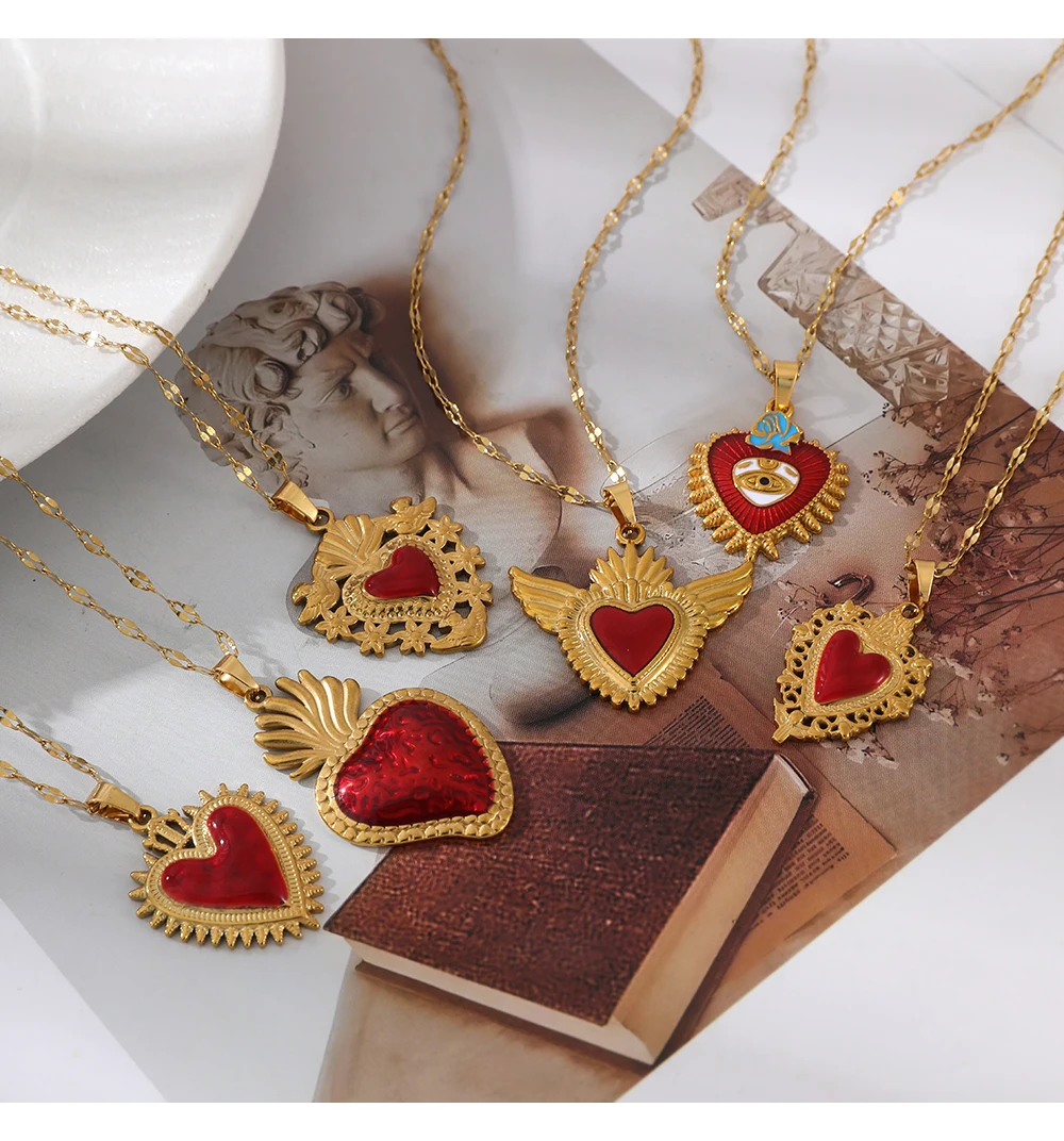 1 personalized retro titanium steel drip oil irregular love necklace, versatile necklace for banquets and parties