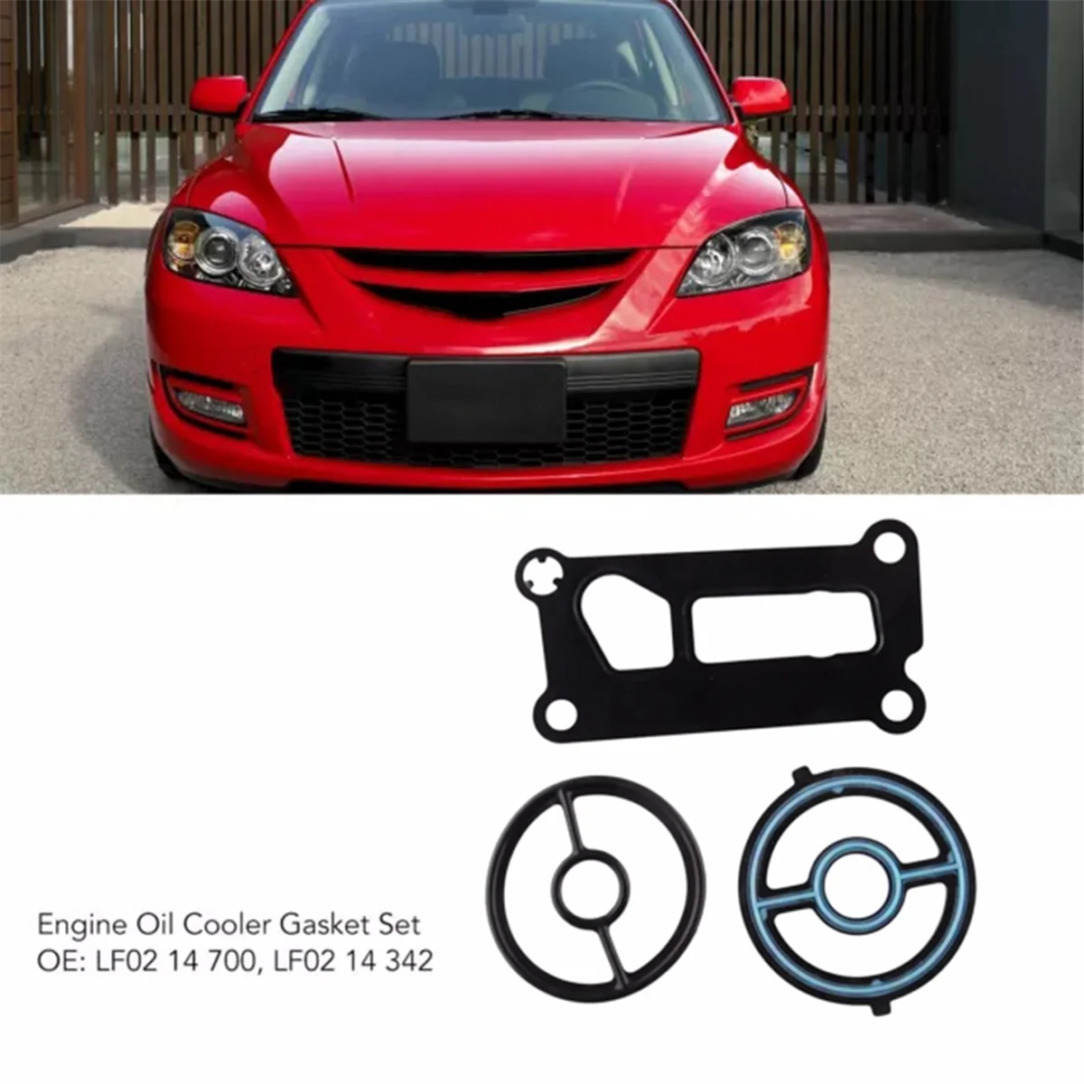 Engine Oil Cooler Gasket Filter Housing Gasket Seal for Mazda LF02-14-700 LF8X-14-702 LF02-14-342