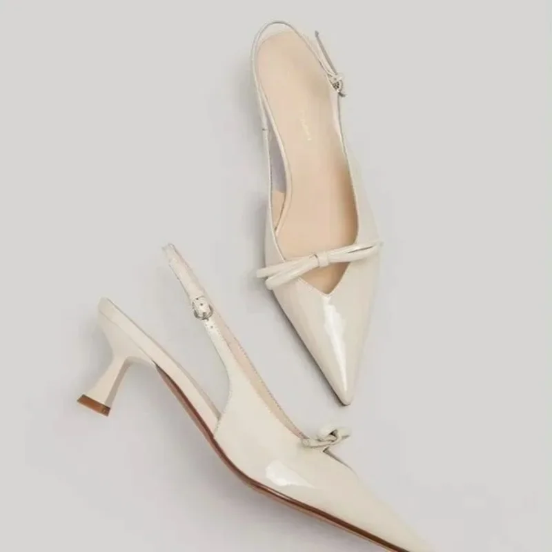 

Новые весенние сандалии Baotou, женские модные нескользящие износостойкие туфли на высоком каблуке с острым носком и узлом-бабочкой