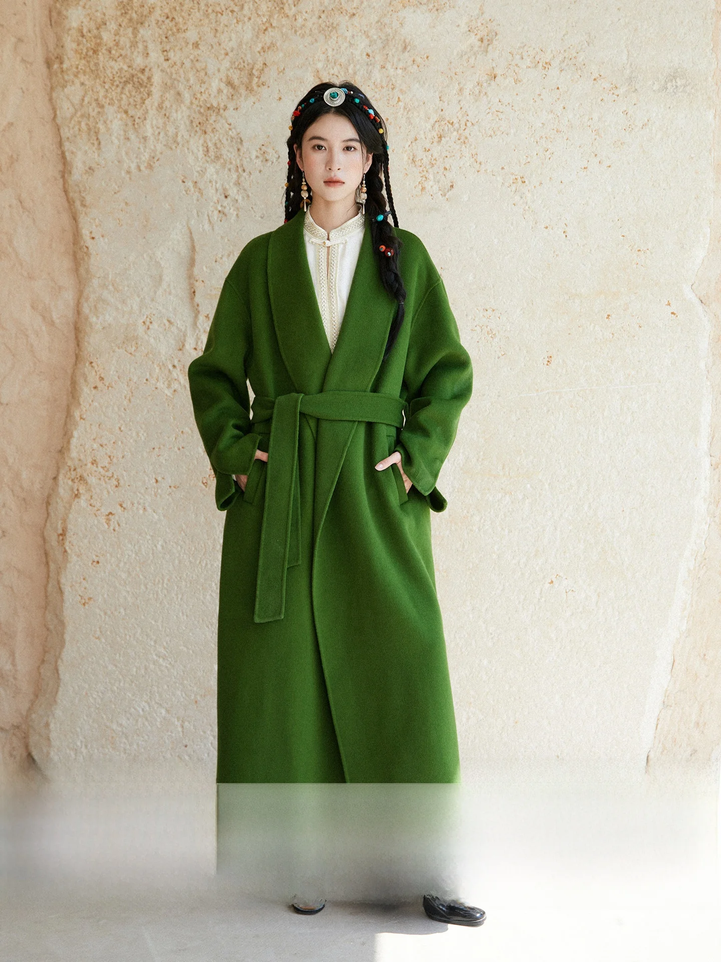 

Женское длинное пальто Anytime Ai Jin из 100% шерсти с узким воротником, новое, в китайском стиле, осенне-зимнее, простое, для повседневной носки