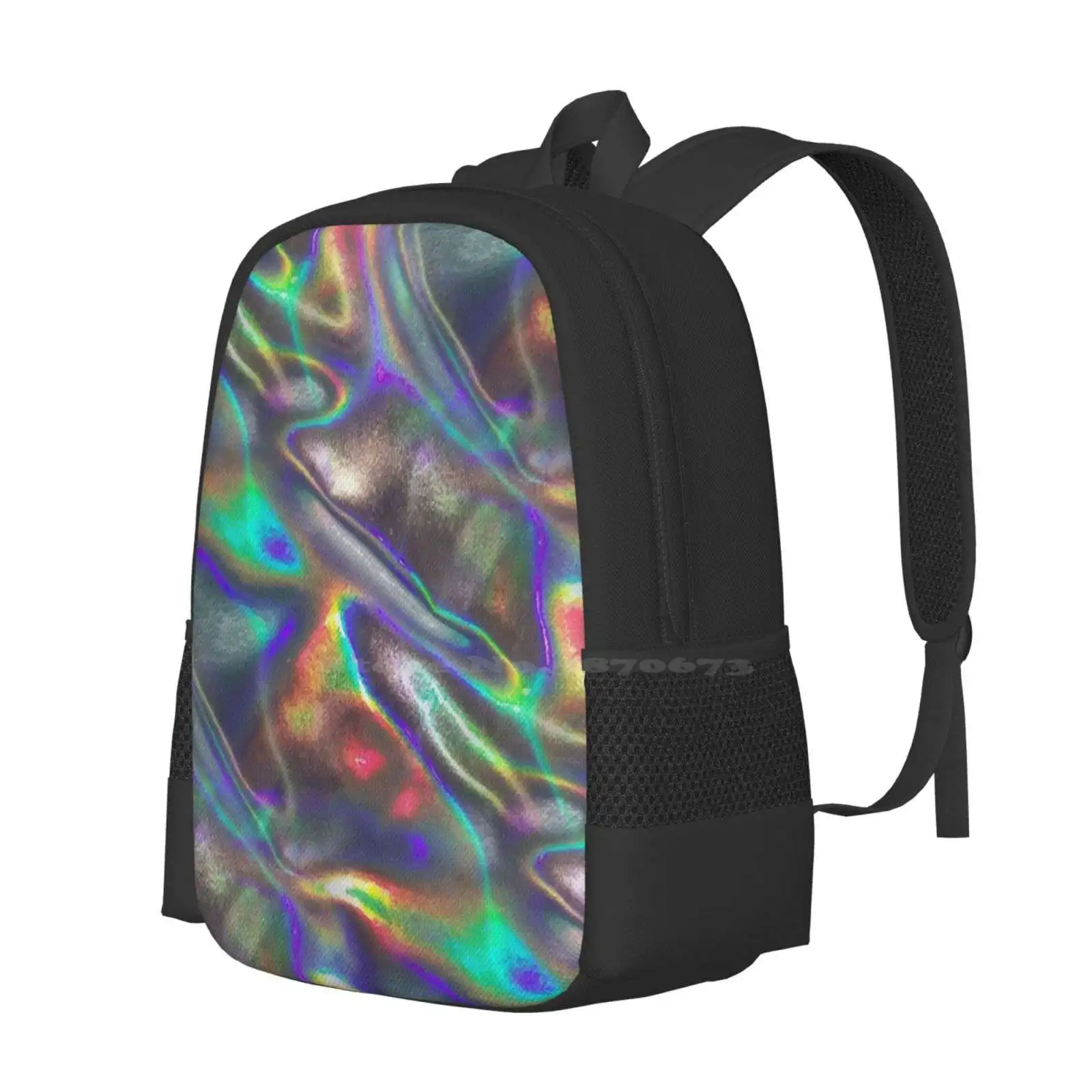 Holographic Print Pattern Design Bagpack School Bags Holographic Hologram Aesthetic Foil Future Futuristic Glittering Glittery