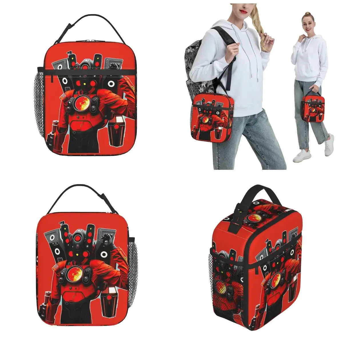 Titan Speakerman Skibidi Toilet Game Insulated Lunch Bag High Capacity Reusable Thermal Bag Tote Lunch Box Food Storage Bags