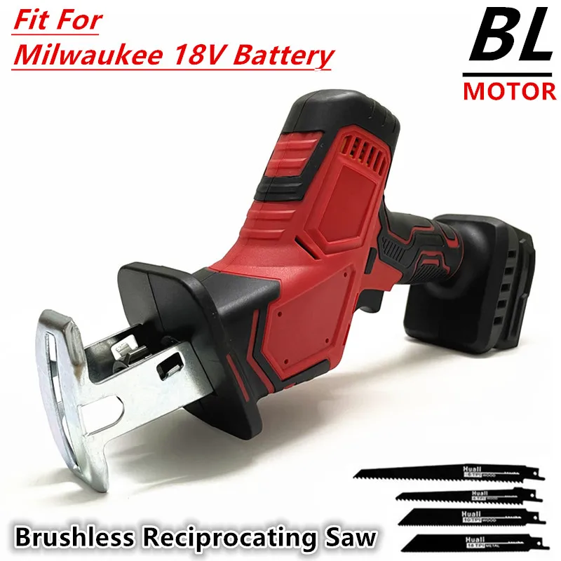 Brushless Electric Reciprocating Saw Cordless Saber Saw Wood Metal Pipe Cutting Saw Power Tools Fit For Milwaukee 18V Battery