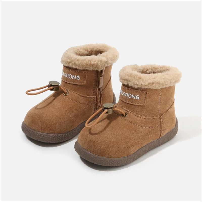 

Winter Baby Snow Boots Leather Thick Plush Warm Shoes for Toddler Boys Fashion Little Kids Girls Warmth EU 16-26