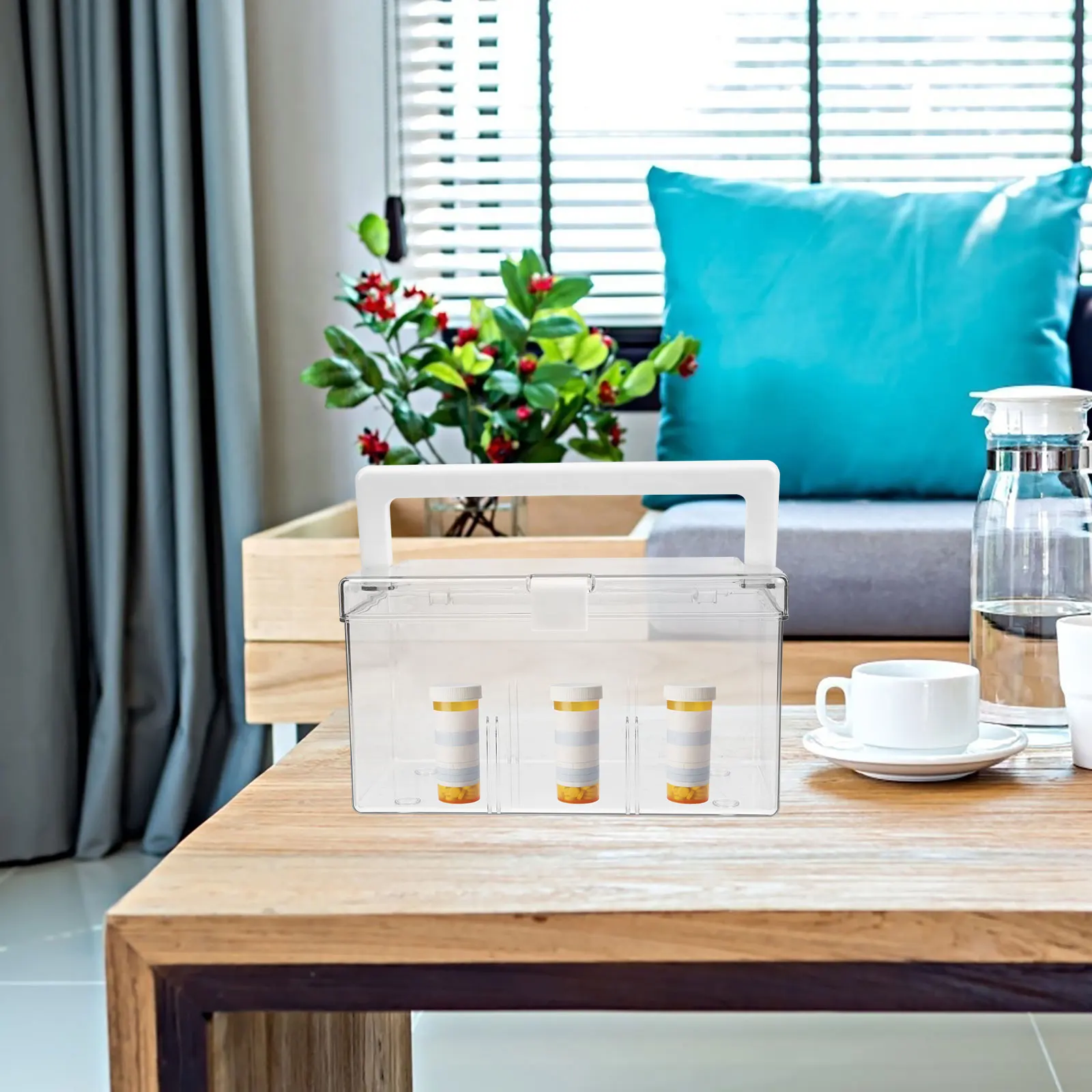 صندوق دواء بلاستيكي شفاف محمول للإسعافات الأولية حقيبة تخزين محمولة للسفر المنزلي صندوق إسعافات أولية فارغ