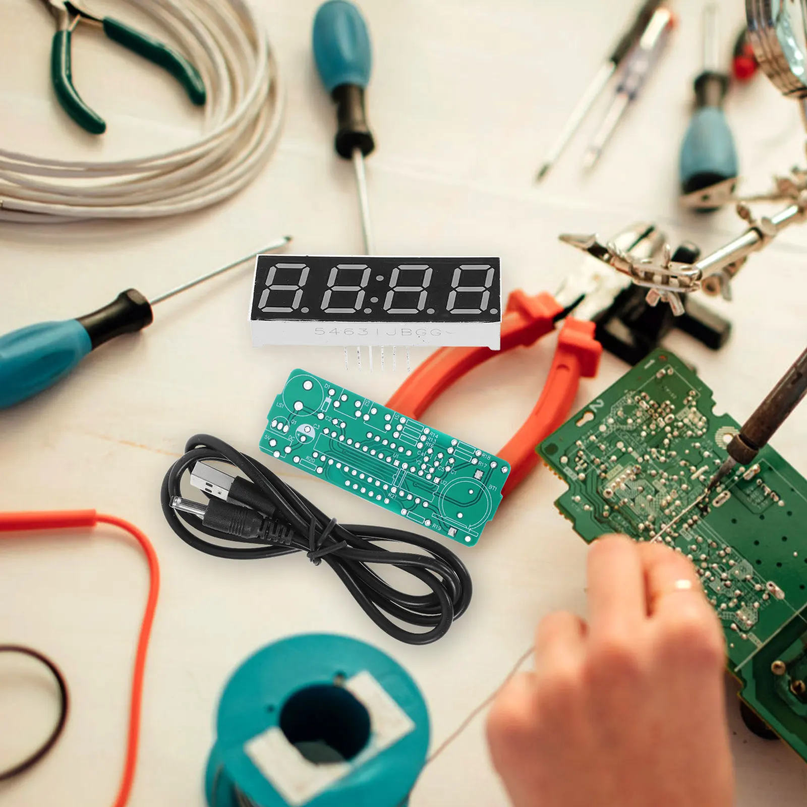 

Digital Clock Kit DIY Assembly Temperature Date Display Versatile Usage Home Office Laboratory Decorative Functional