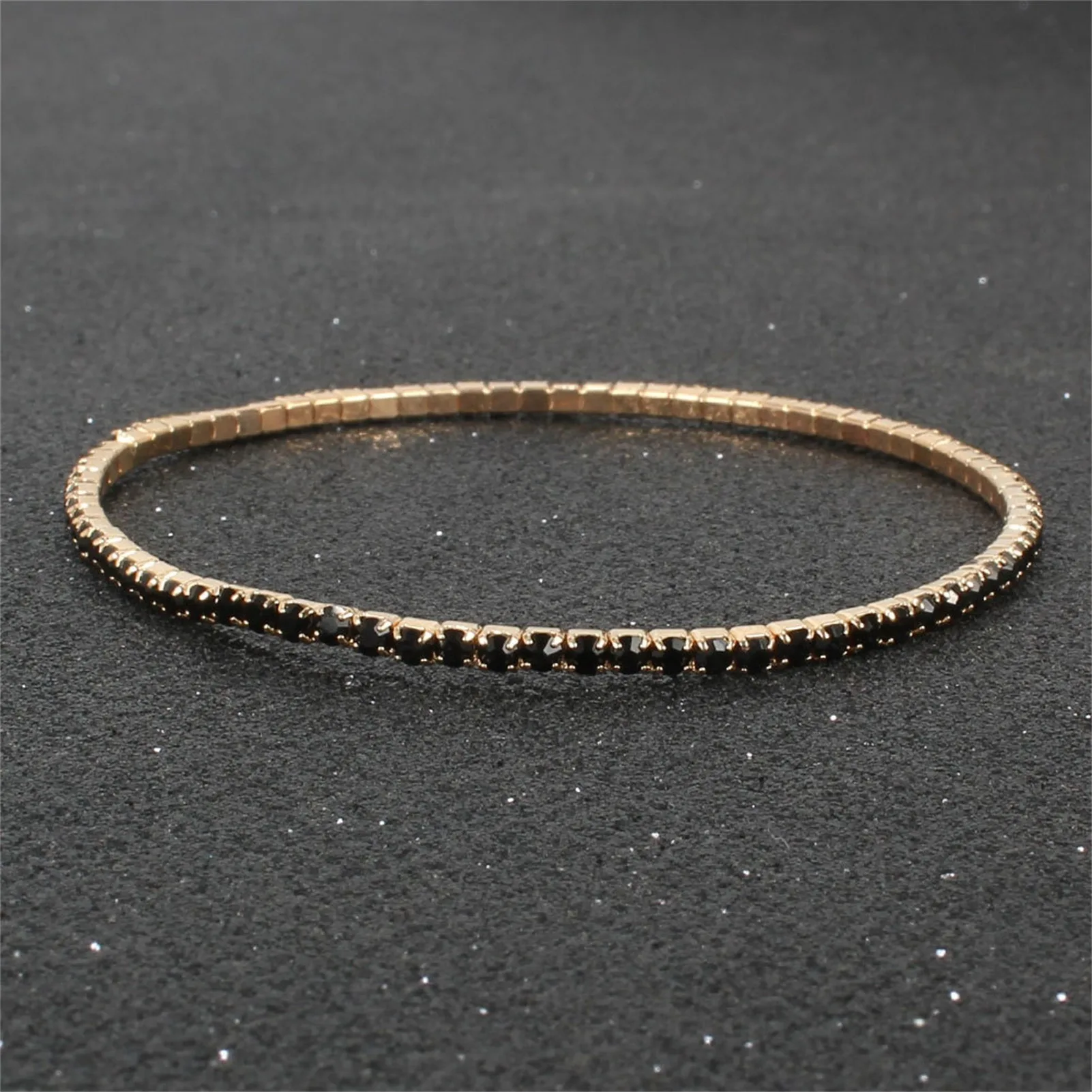 2Pcs Crystal Bracelet Jewelry for Women Luxury Women Single Row Full Rhinestone Inlaid Bracelet Elastic Bangle Jewelry