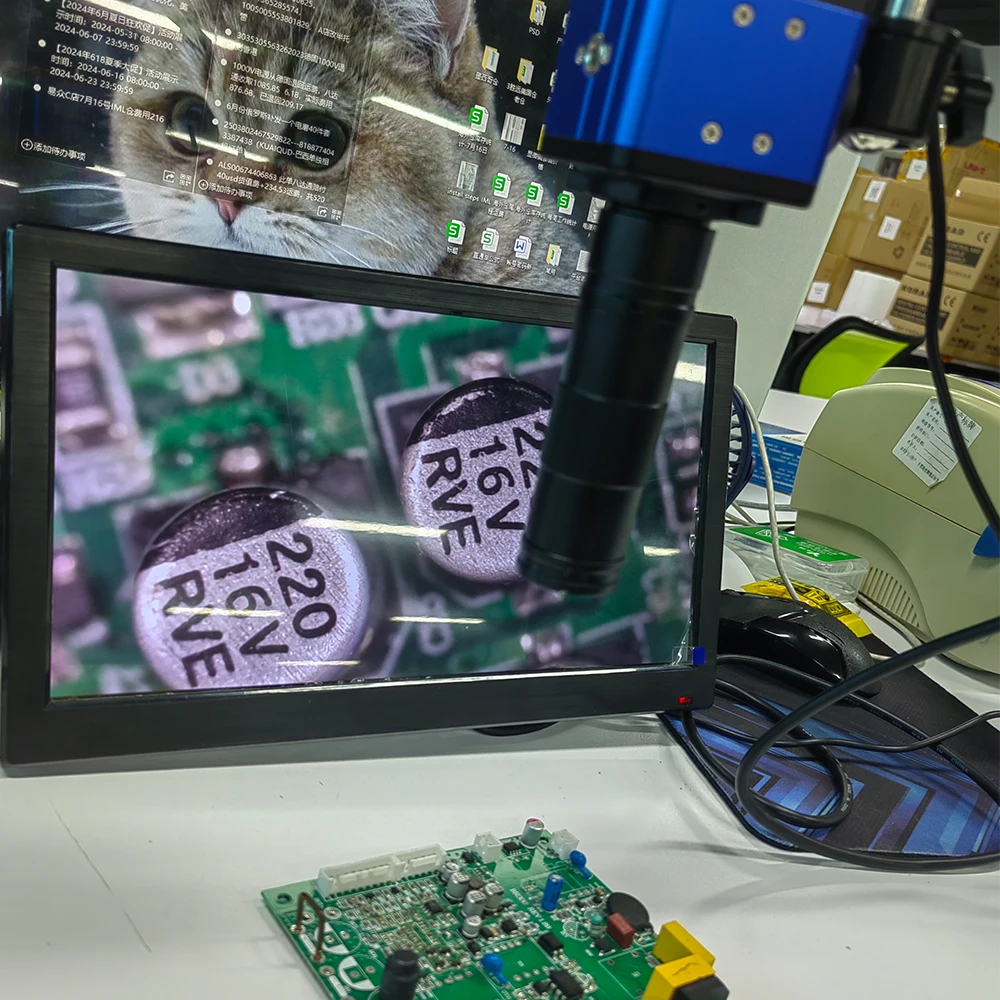 Imagem -06 - Zoom 150x Câmera Full hd Microscópio Industrial Porta Hdmi Vga Braço de Metal Ajustável Suporte para Solda Pcb Reparo do Telefone