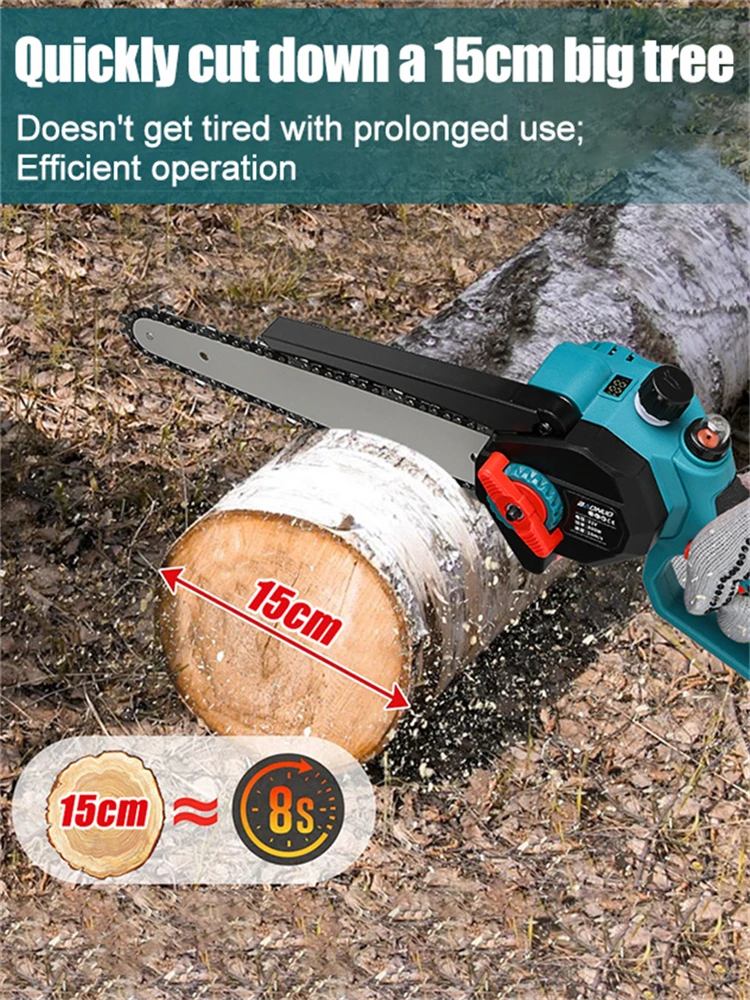 8 Inch Brushless Electric Chainsaw for Makita 21V Lithium Battery Rechargeable Garden Woodworking Cutting Power Tools 600W US/EU