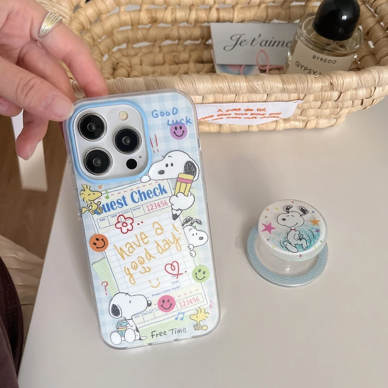 Cute Cartoon Snoopy Charlie Brown Magnetic Holder Magsafe Wireless Charge Phone Case For iPhone 17 16 15 14 13 12 Pro Max Cover view 4