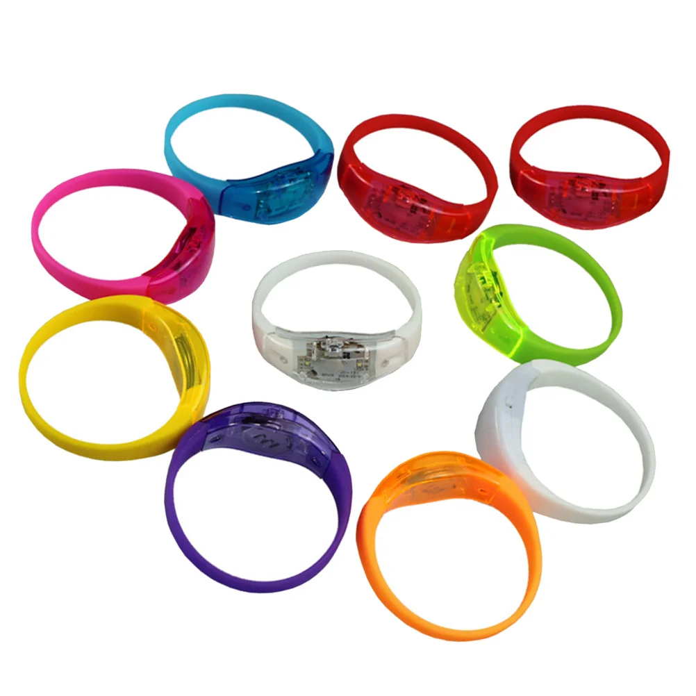 

10 Pcs Voice Controlled Luminous Bracelet Silicone Bangle Led Light Wristband Sound Activated Glow Party Accessory Nightclub