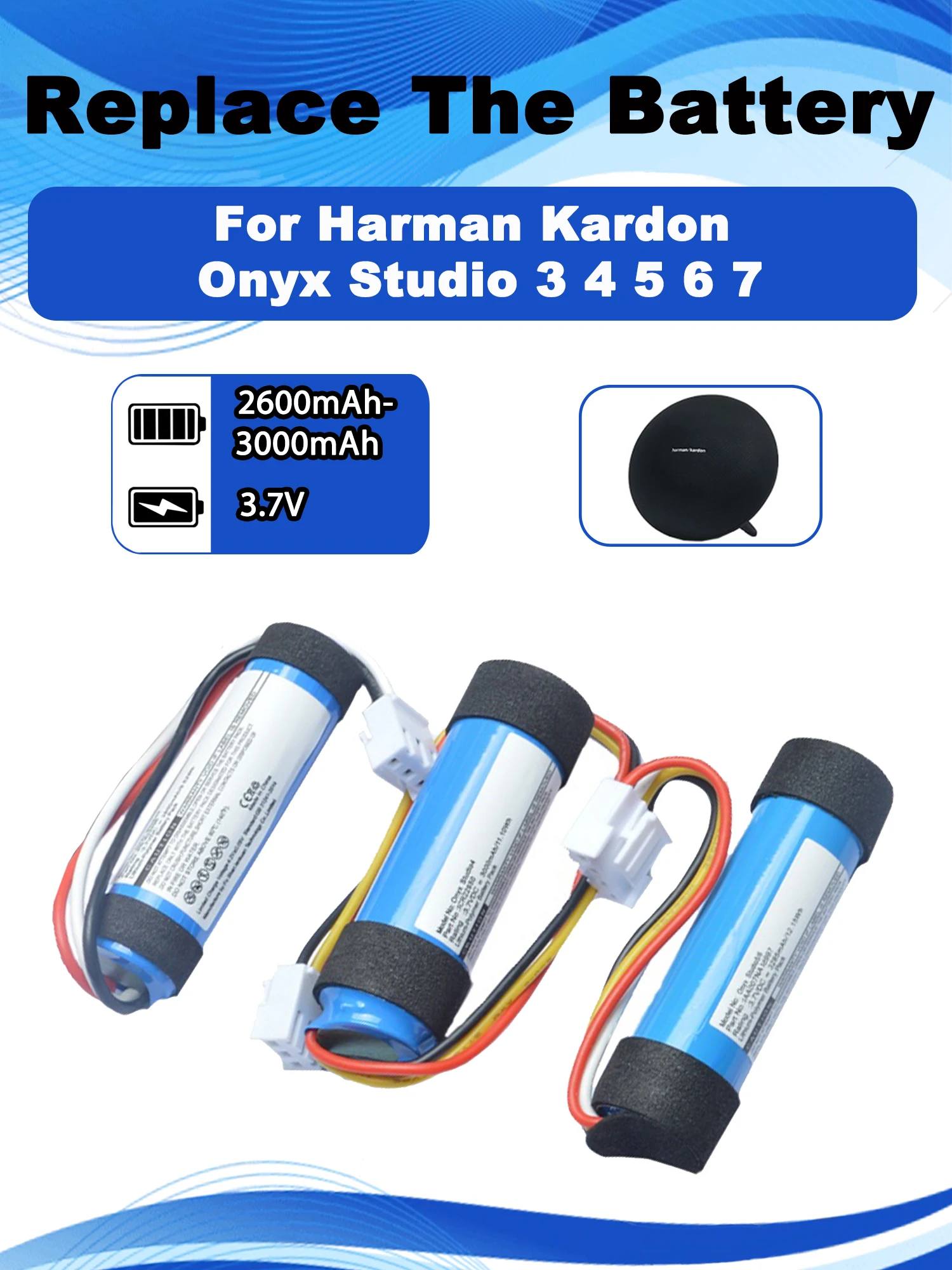 3.6V 3.7V PR-633496 ID997 ICR22650 Replacement Battery For Harman Kardon Onyx Studio 2 3 4 5 6 7 Bluetooth Speaker