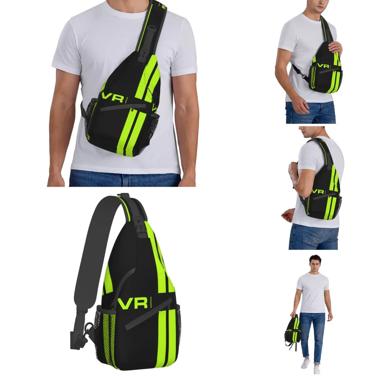 Moto GP Rossi-Race Small Sling Bag, Mochila de Ombro, Crossbody, Peito, Viagem, Caminhadas Daypacks, Motocicleta, Motocross, Escola Impressa