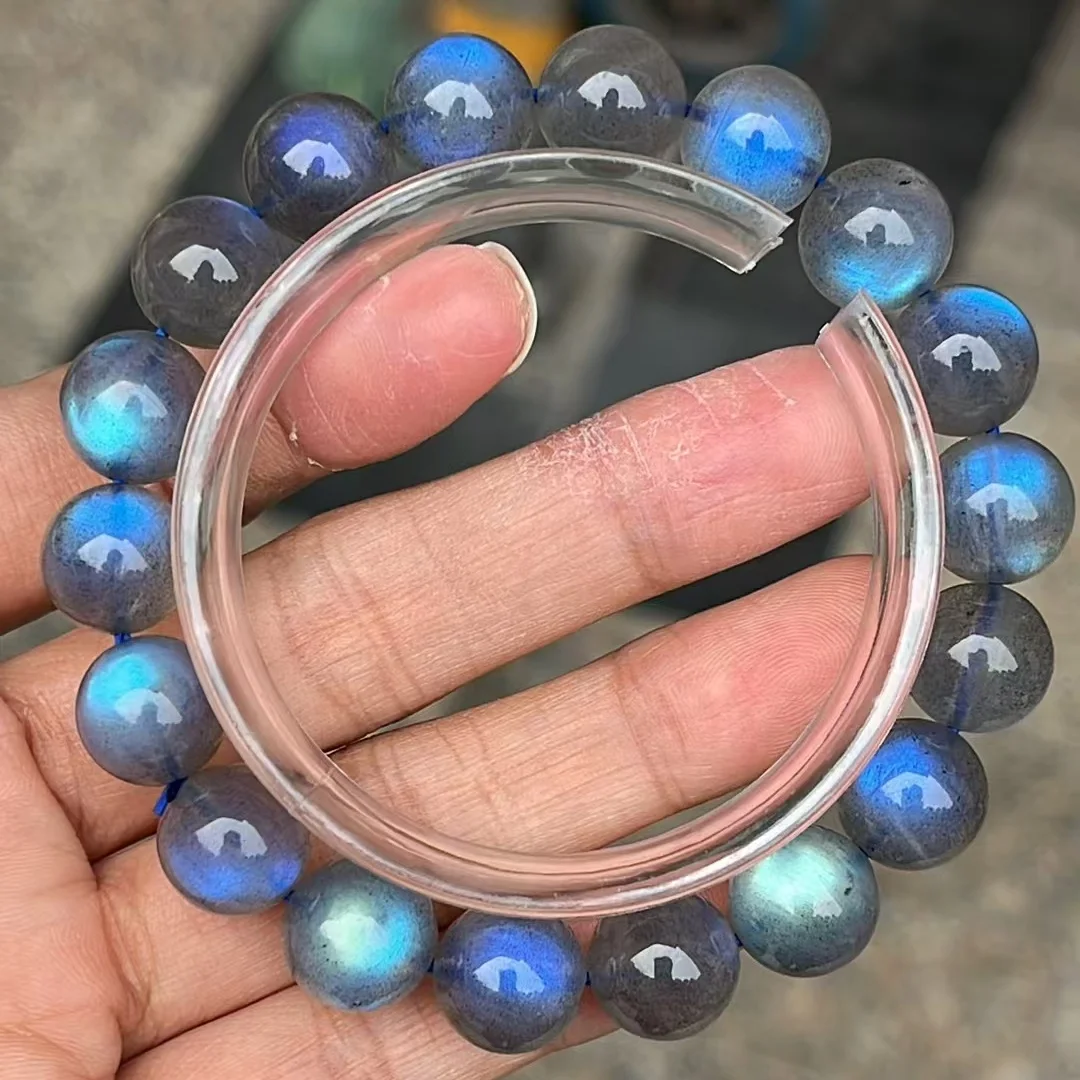 Natural Blue Light Labradorite Round Beads Bracelet 11mm Clear Beads Crystal Women Rainbow Labradorite Stone AAAAA