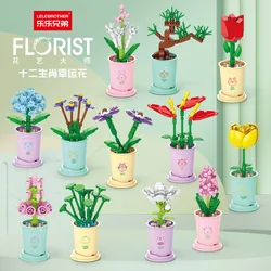 Erwachsene Mini-Blumenstrauß, Partikel, Bausteine für Kinder, Mädchen, 6 bis 14 Jahre alt, Montagesteine, Konstrukteurs-Set, Geschenke