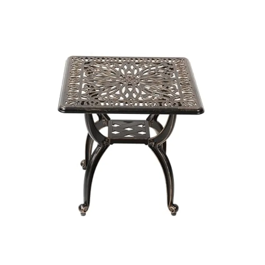

C/G Cast Aluminum Side TableDecorative Outdoor End Table Ornate Floral Pattern Copper