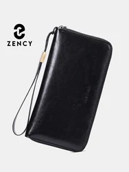 Zency Updated RFID Anti-theft Women's Wallets Genuine Leather Large Capacity Coin Purse Card Holders Long Wallet Bag Purple Red