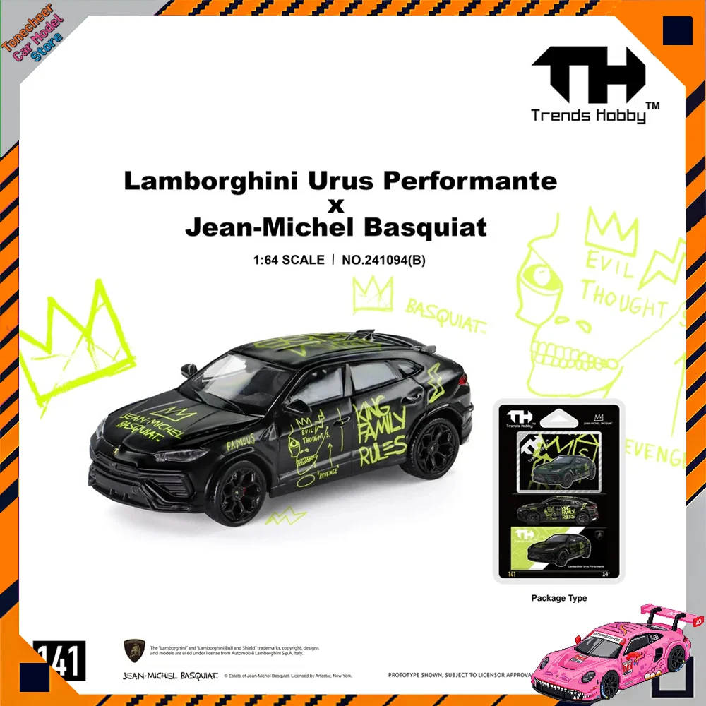 

Trends Hobby TH 1:64 Lamborghini Urus Performante Jean Michel Basquiat Porsche 911 GT3 R Bathurst Car Alloy Diecast Model Toys