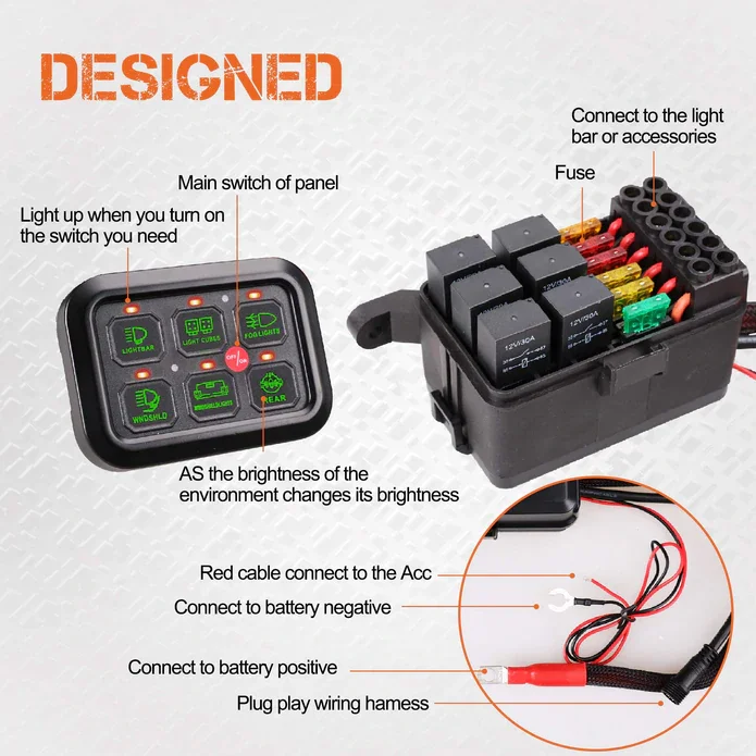 NEW MINI 4 6 8 GANG LED SWITCH PANEL SYSTEM OFF ROAD LIGHT CONTROLLER