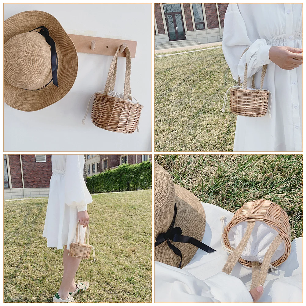 

Sturdy Woven Storage Large Capacity Bag For Beach Party Shopping Holds Jewelry Phone Snacks Lipstick Rattan Basket For