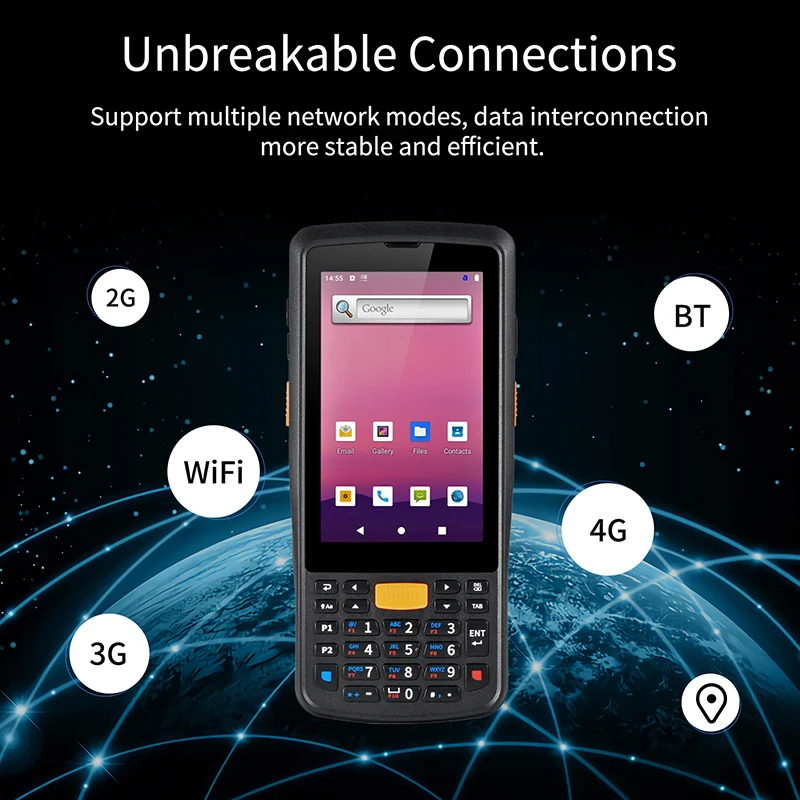 Handheld Android PDA with 4.0-Inch Touch Screen Barcode Scanner NFC 4G Rugged Terminal for Logistics Warehouse Data Collection