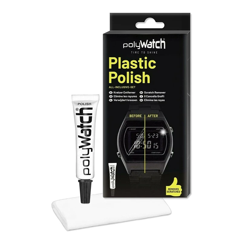 German PolyWatch Acrylic Watch Crystal Polishing Kit Includes Polish Paste & Buff Cloth for Scratch Removal