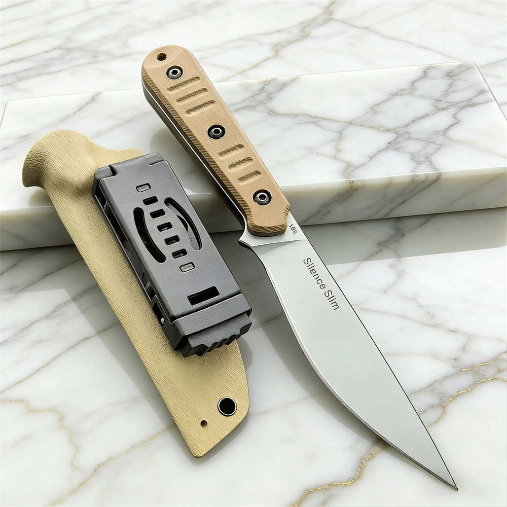 

Нож с фиксированным клинком для активного отдыха с ножнами из кайдекса, высокоуглеродистая сталь 8Cr13MoV, нескользящая рукоять G10, инструмент EDC для походов и кемпинга