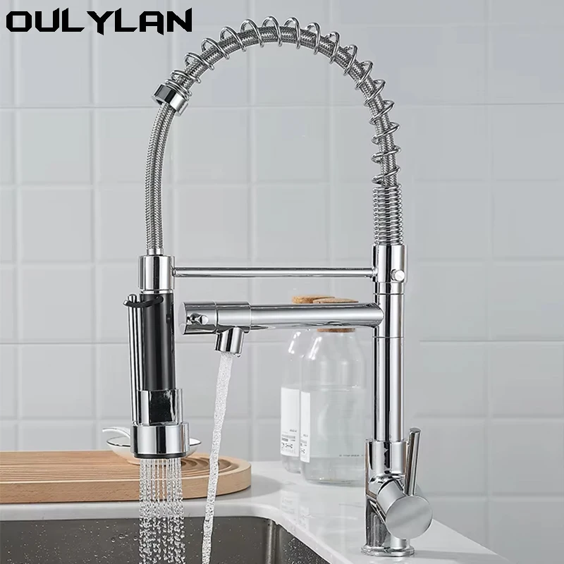 Hot and Cold Color Change Temperature Light Faucet Nickel Out Faucets with Hot and Cold Water Mixer Taps Rotating Pull faucet