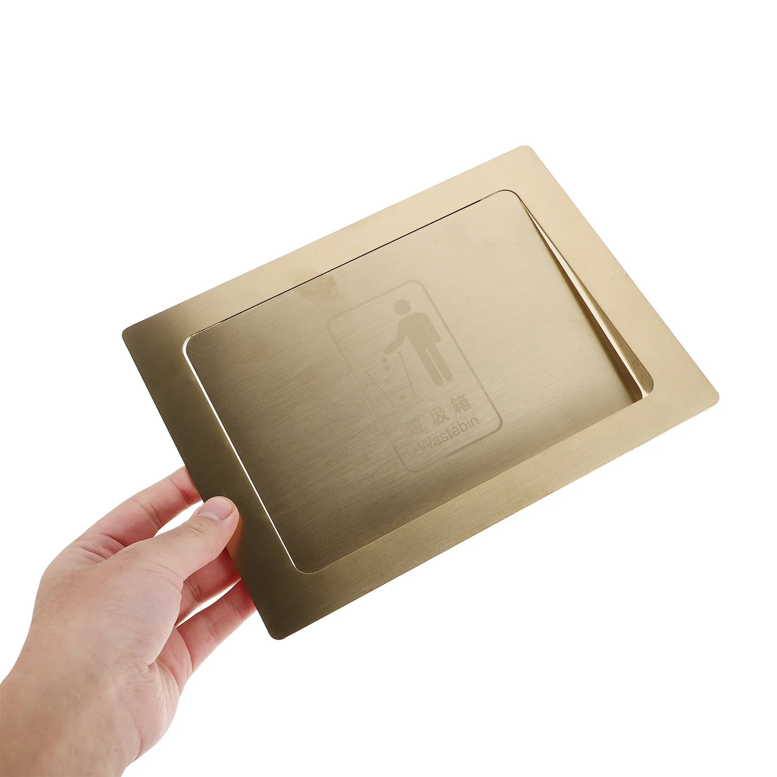 Embedded Stainless Steel Trash Can Lid Recessed Flush Side Opening Garbage Bin Cover Kitchen Cabinet Waste Chute Door