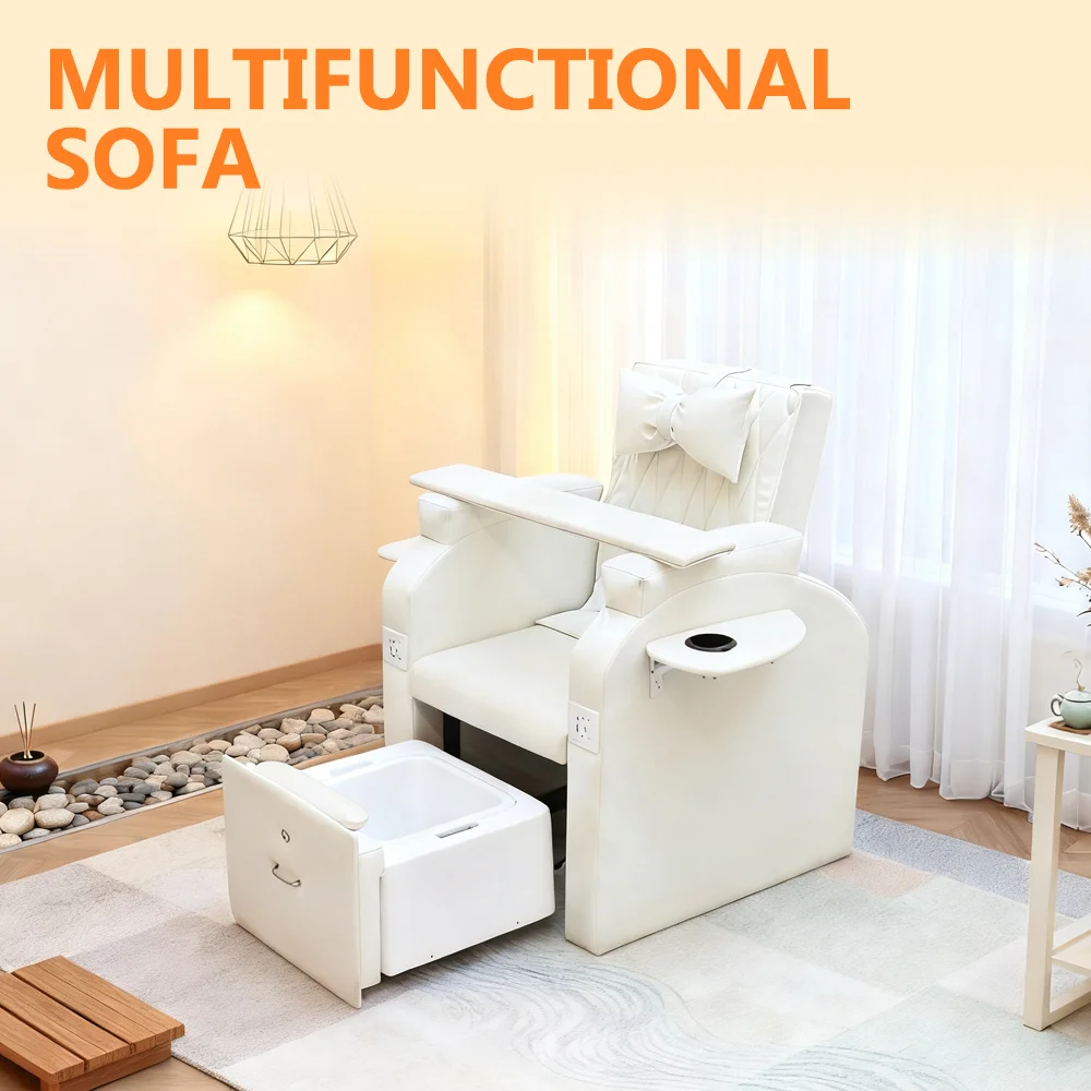 เก้าอี้ทำเล็บเท้าสปาสีขาวขายส่ง ไม่ต้องใช้น้ำประปา สำหรับทำเล็บมือและเล็บเท้า