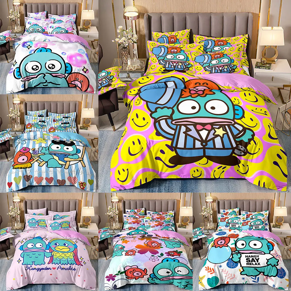 Hangyodon Bedding Sets Sanrio Comforter Bed Cover Duvet Cover Pillow Case 2-3 Pieces Sets Kids Adult Bedroom Decor