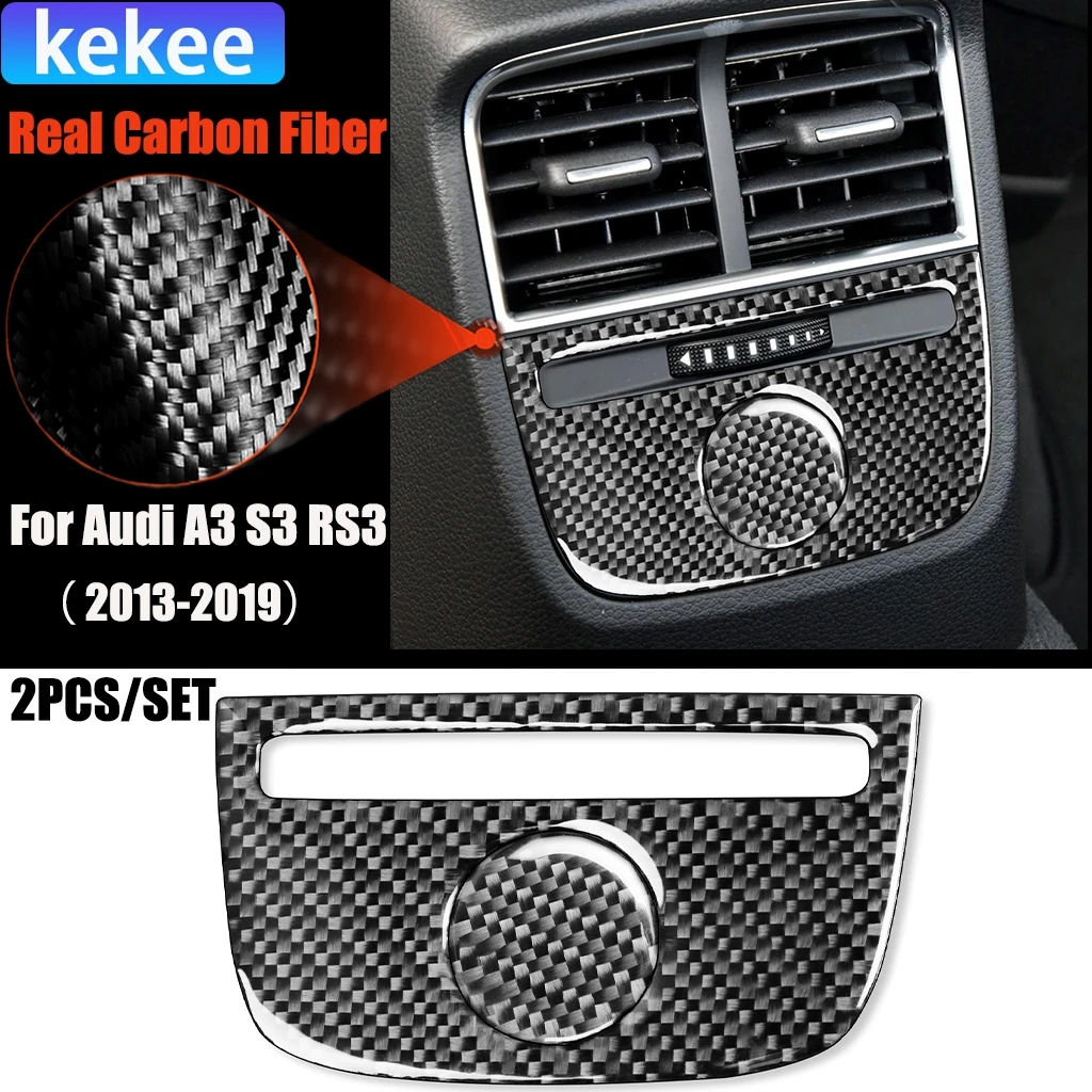 

Carbon Fiber Car Accessories Rear Air Vent Button Panel Modified Interior Trim Cover Sticker For Audi A3 S3 RS3 8V 2013-2019
