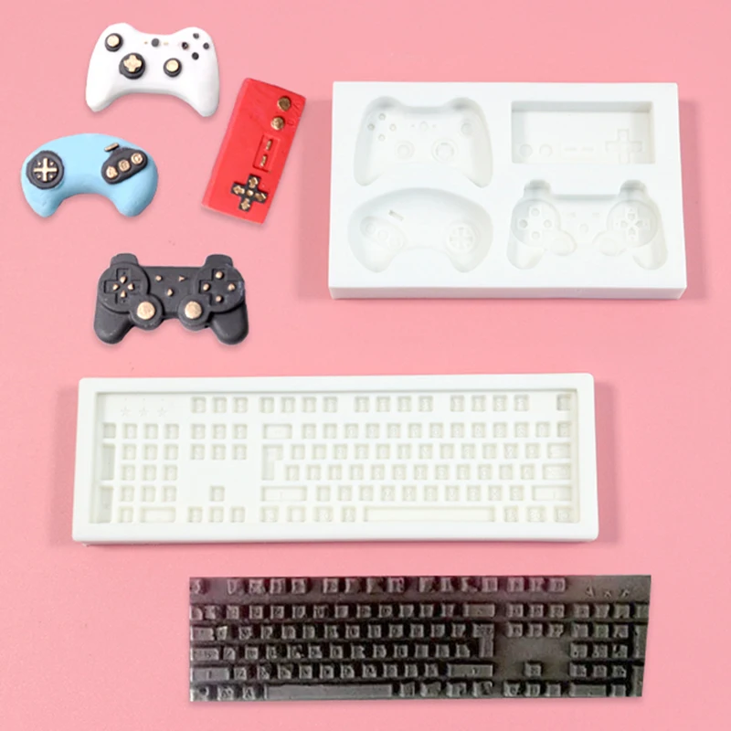 Game Controller and Mini Keyboard Silicone Fondant Mold for Cake Candy Chocolate Decorating Cupcake Topper Polymer Clay Epoxy Re