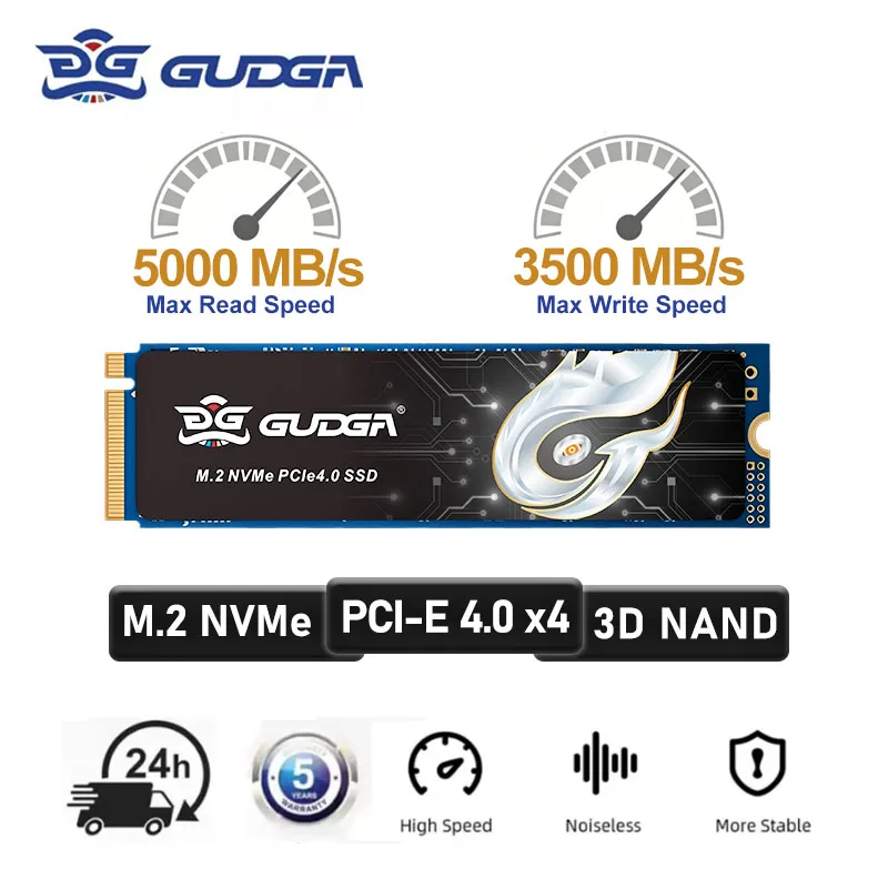 

GUDGA M.2 NVMe PCIe 4.0 X4 SSD 512gb 1TB SSD M.2 2280 PCIe Hard Drive Disk Internal Solid State Drive for Laptop/Desktop/PS5