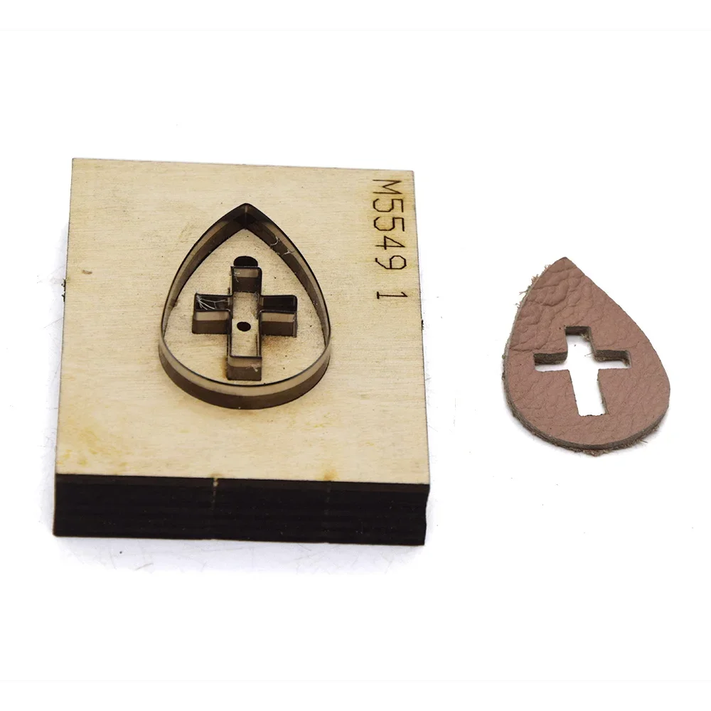 Leather Die Cut Steel Punch Cross Teardrop Earrings Cutting Mold Wood Dies Cutter Punch Tool for Leather Crafts 50mm