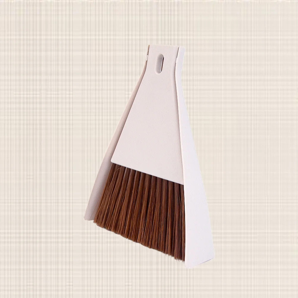

Multipurpose Beige Keyboard Brush and Dustpan 2-in-1 Design Easy Storage Small Head for Cracks Edges Grooves Household Office