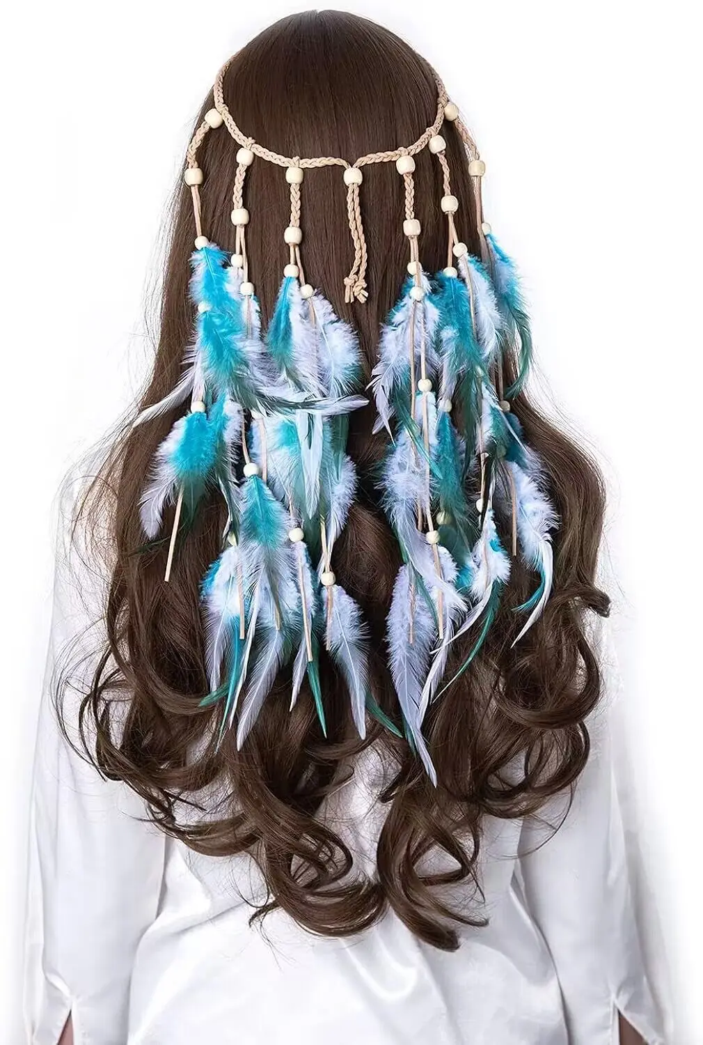 Bohemian long handmade two tone feather headband shooting accessories headband feather headband for women