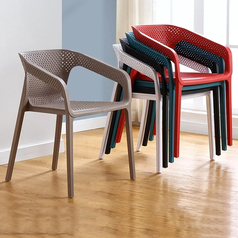 

Living Room Backrest Dining Chairs PP Plastics Furniture Armchairs Nordic Office Desk Chair Modern Home Kitchen Stool Seat