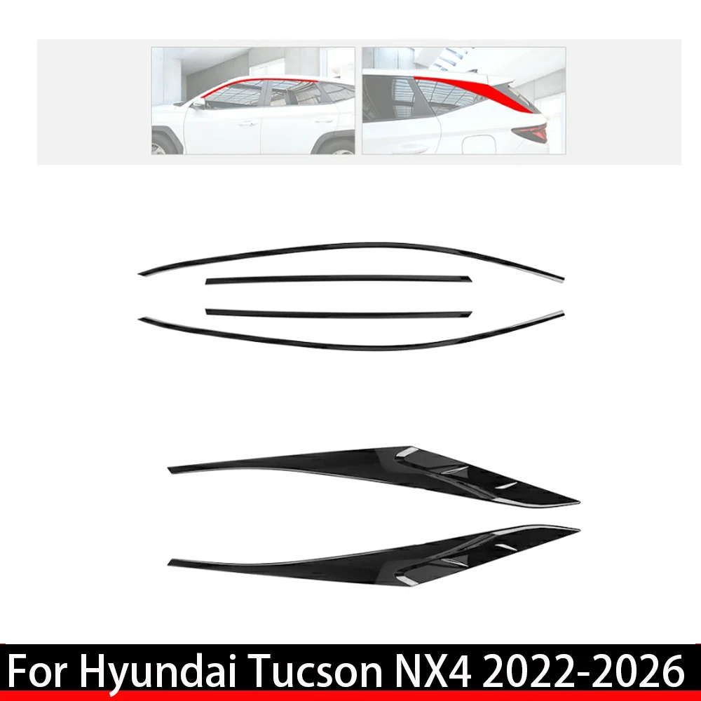 

For Hyundai Tucson NX4 2022-2026 Exterior Accessories Black Car Window Decorative Cover Strip Trim Car Decorative Molding