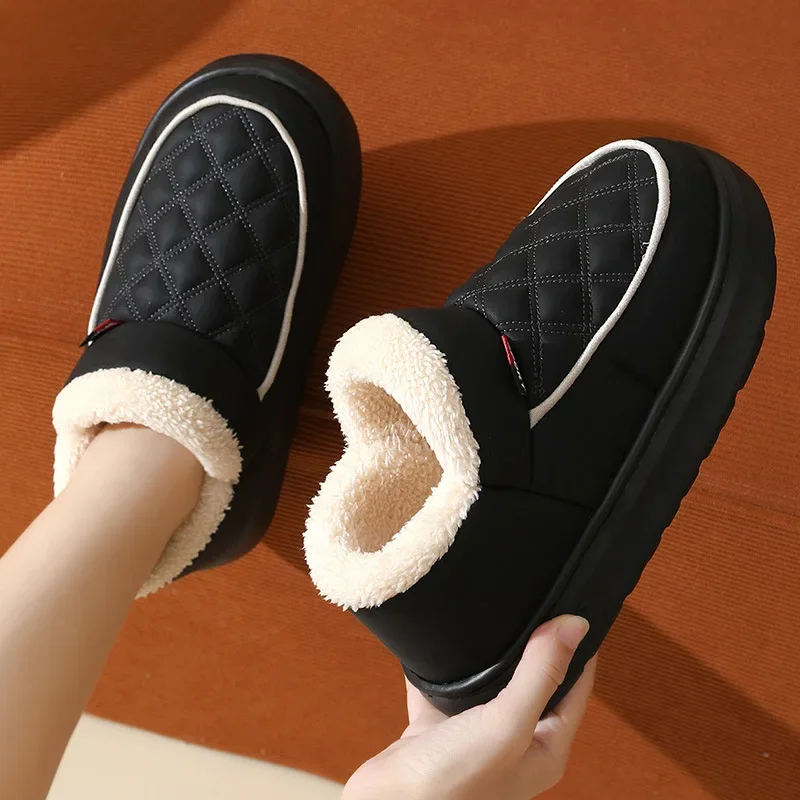 2024 Autumn and Winter New Cotton Shoes for Men and Women Plus Cashmere Indoor Warm Suede Thick Soled Cotton Shoes