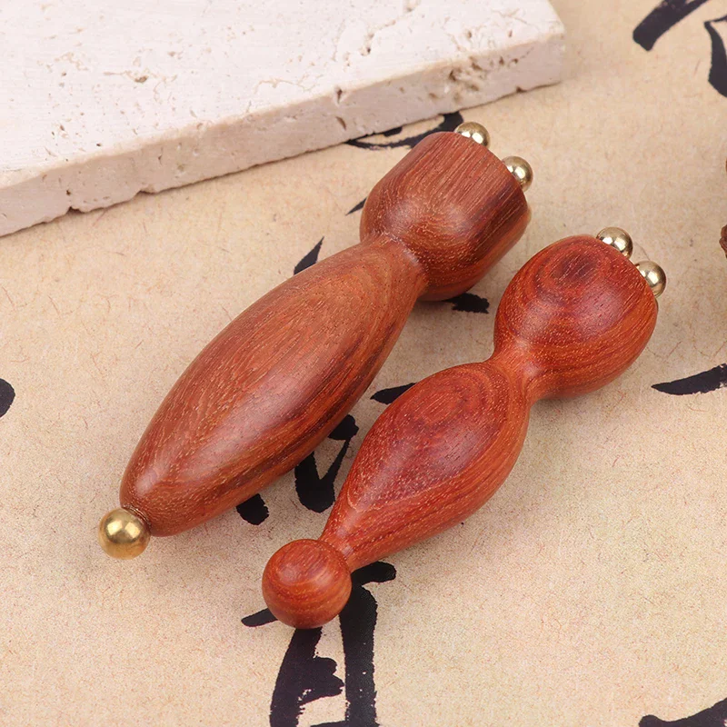 Handheld Lotus Seedpod Beauty Professional Brass & Rosewood Facial Gua Sha Tool Eye Relaxation Spot Meridians Acupoint Massage