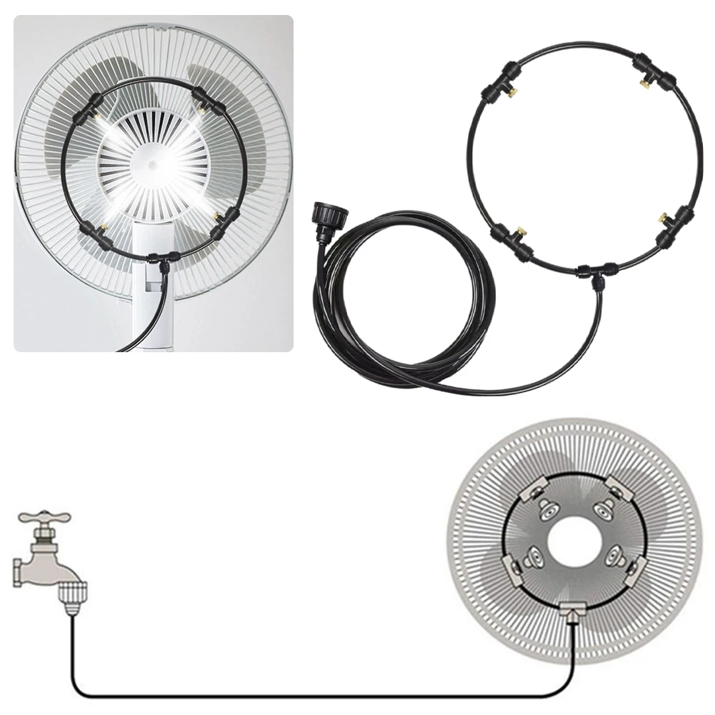 

16 Inch Outdoor Fan Cooling Misting System Portable Patio Garden Spray Sprinkler Mist Kit Mist Fan Nozzles Mist Fan Ring