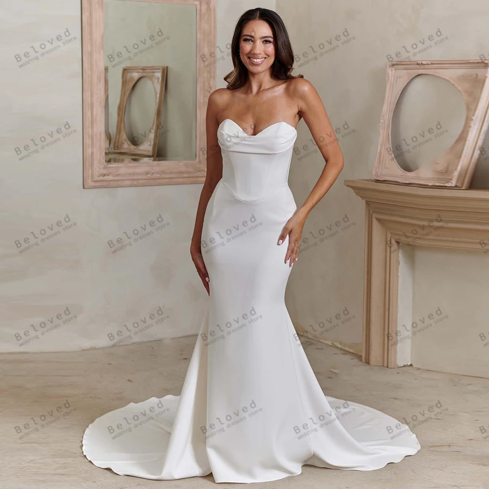 

Simple Wedding Dresses Elegant Bridal Gowns Sweetheart Sheath Mermaid Sweep Train Robes For Formal Party 2024 Vestidos De Novia