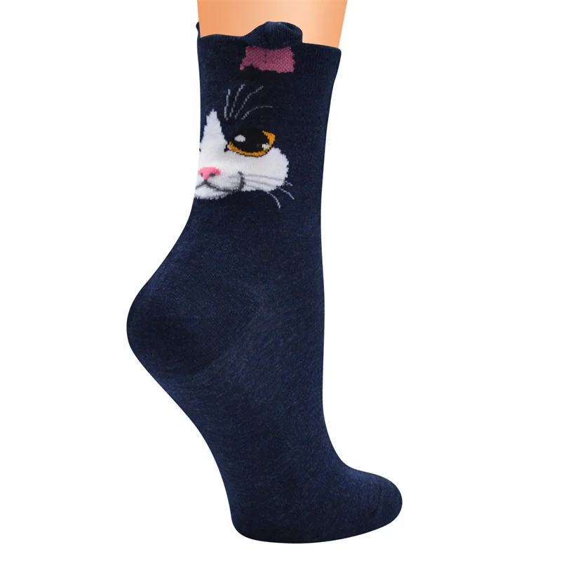 LONCENXIS Women Animal Cotton Socks Autumn Winter Colorful Cartoon Cat Patterned Female Ladies Cute Funny Korean Style Socks