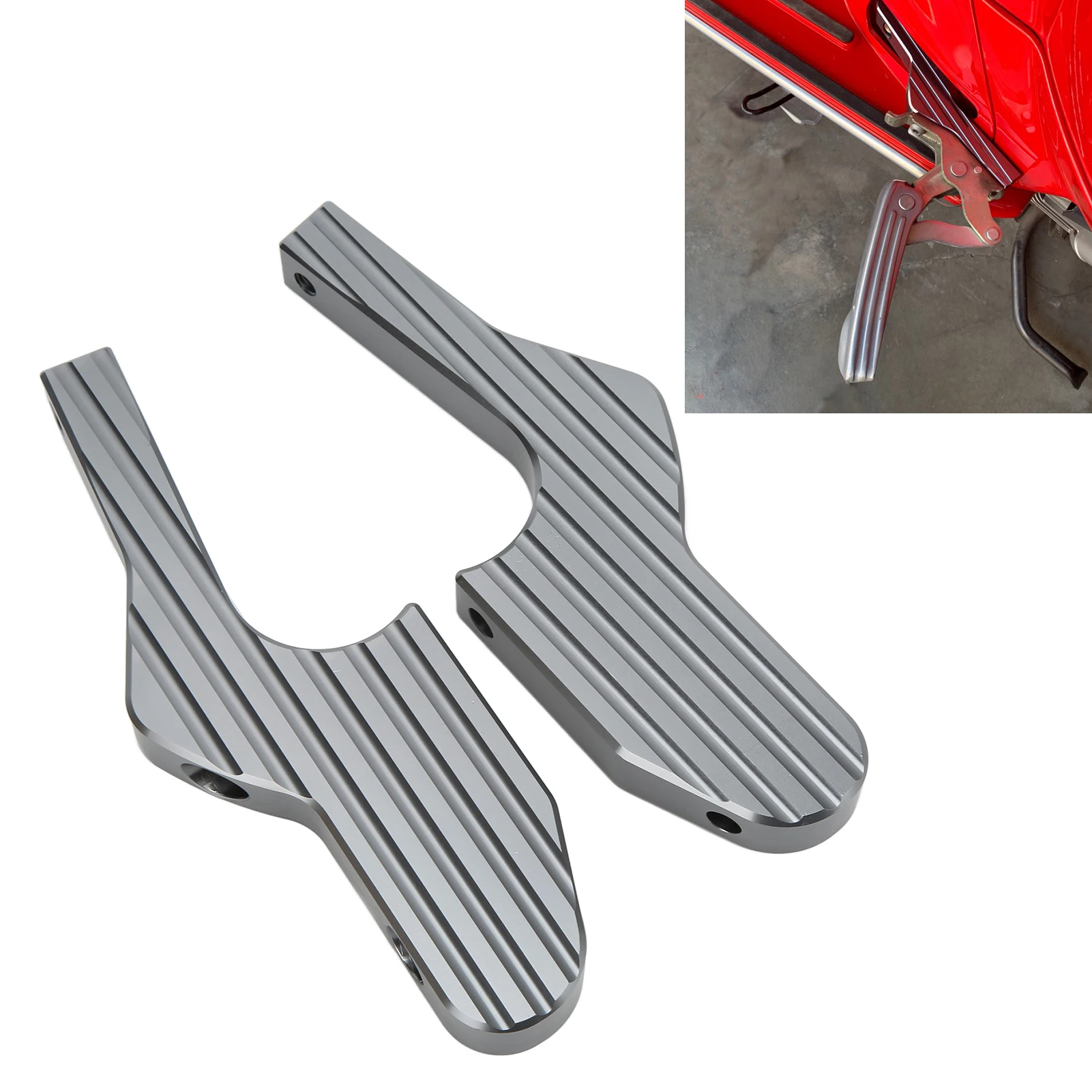 Motorcycle Extended Footpegs Footrest Extensions Replacement for Vespa GTS 300ie Super Sport